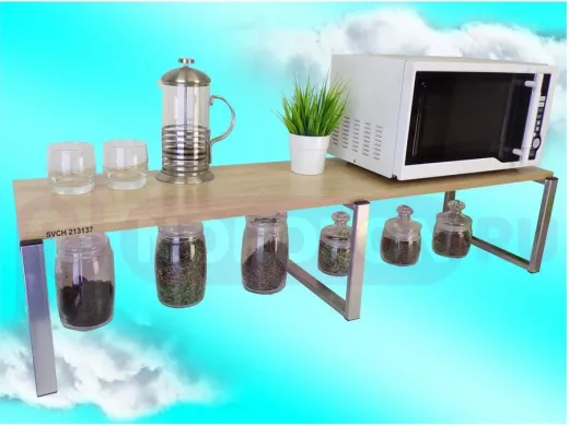 Подставка на стол для микроволновой печи, высота 27см, серебр "SVCH 213137" полка 120х30см, дуб соно