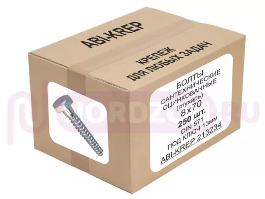Болты сантехнические оцинкованные  8х 70 DIN 571 (250шт) 