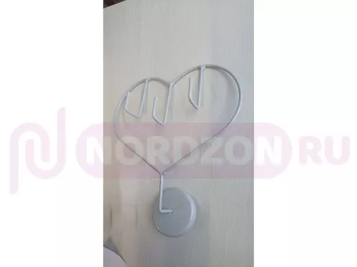 Магнитное крепление "OSINCA 213833" сердечко на холодильник, 3 крючка, СЕРОЕ, высота 16, ширина 21см