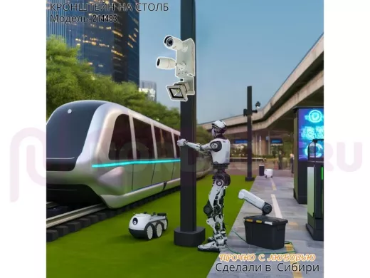 Кронштейн для двух камер на столб с пластиной для прожектора 