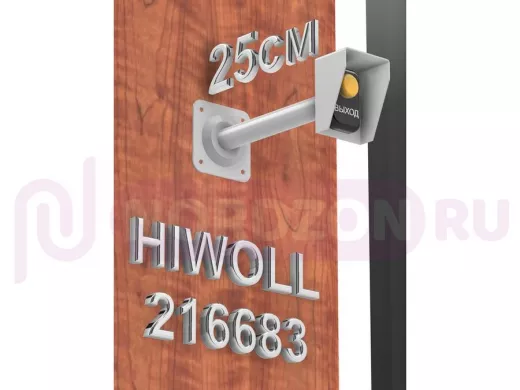 Стальной защитный козырек для кнопок выхода с вылетом от стены 25см "HIWOLL 216683" серый, 8х11см