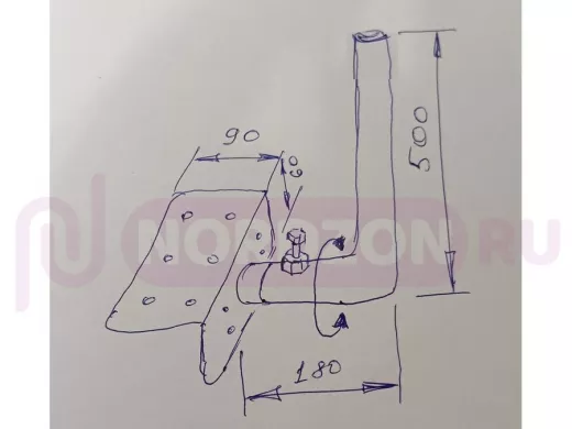 Кронштейн антенный на торец крыши, поворотный, вверх 50 см, 9х15см "ТОРЕЦКРЕП-217488" черный, 32мм