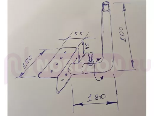 Кронштейн антенный на торец крыши, поворотный, вверх 50 см, обжат, 5х15см "ТОРЕЦКРЕП-217489" серый