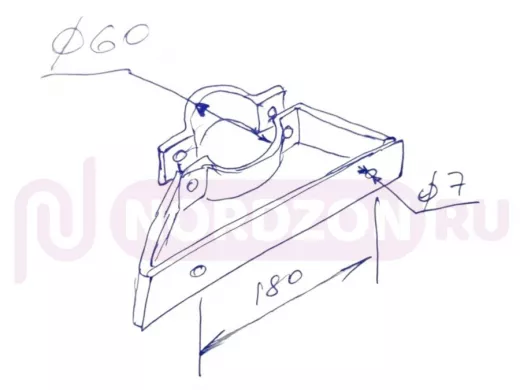 "ПрожеКреп-217831" кронштейн для прожектора на трубу, мачту диаметром 60мм, шаг 18см, сталь, серый