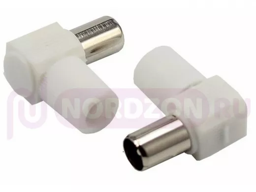 Разъем штекер TV без пайки белый угловой  REXANT