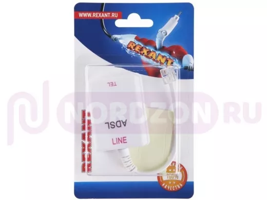 Розетка телефонная на стену, ADSL сплиттер, 6Р-4С (RJ-11)  REXANT