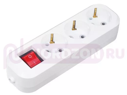 Колодка удлинителя 3 гнезда с кнопкой c заземлением REXANT