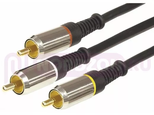 Шнур 3тюльпана / 3тюльпана  1,5м  (GOLD) - металл  REXANT