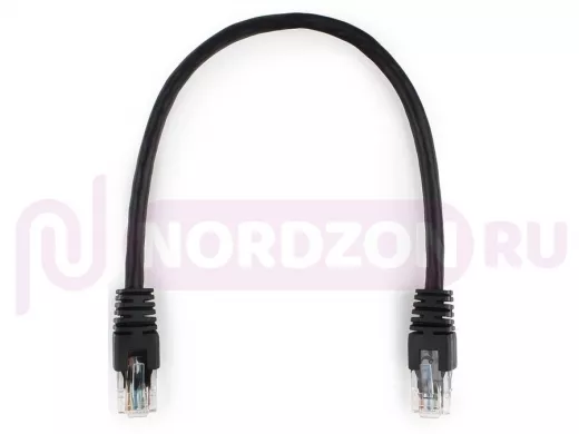Патч-корд Cablexpert PP6U-0.25M/BK кат.6, 0.25м, UTP, литой, многожильный (чёрный) PP6U-0.25M/BK