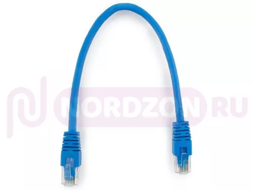 Патч-корд Cablexpert PP6U-0.25M/B кат.6, 0.25м, UTP, литой, многожильный (синий) PP6U-0.25M/B