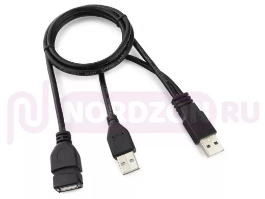 Кабель удлинитель USB2.0 Pro Cablexpert CCP-USB22-AMAF-3, 2xAM/AF, 90cм, экран, черный CCP-USB22-AMA
