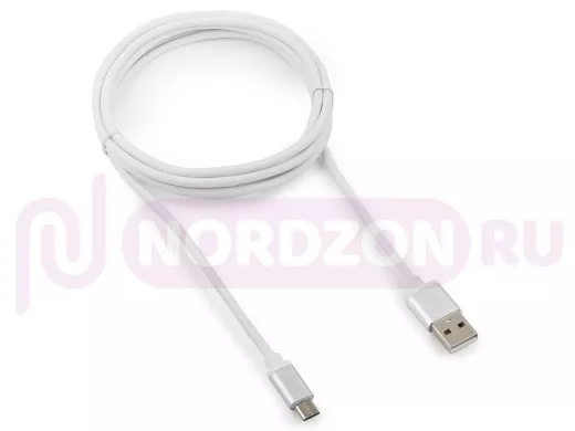 Кабель микро USB (AM/microBM)  1.8 м Cablexpert CC-S-mUSB01W-1.8M, USB 2.0, серия Silver,белый