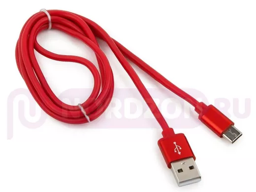 Шнур USB / Type-C Cablexpert CC-S-USBC01R-1M, AM/Type-C,серия Silver, длина 1м,красный,блистер, 2,0