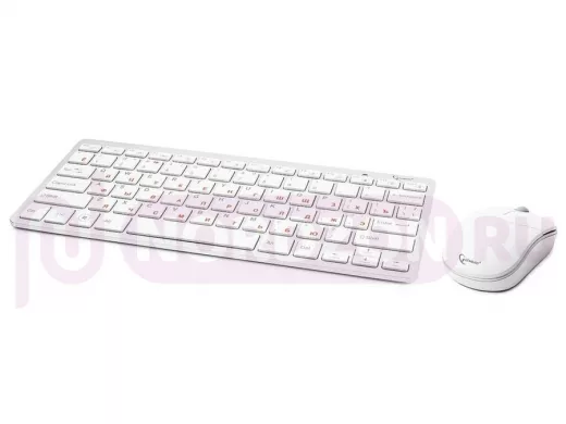 Беспроводной комплект клавиатура+мышь Gembird KBS-7001, 2.4ГГц, серебристый/белый