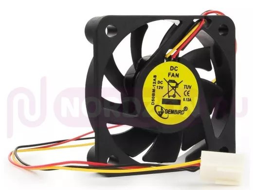 Вентилятор  +12В;   50х50х10мм;   Gembird D50BM-12AS, подшипник, 3 pin, провод 25 см D50BM-12AS