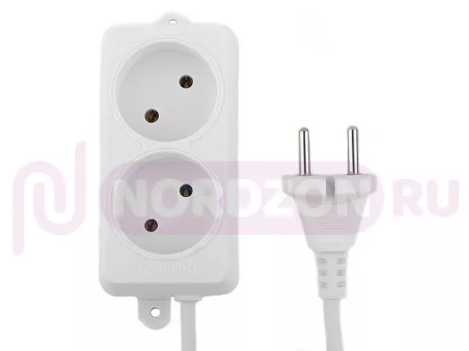 Сетевой удлинитель  Гарнизон  EL-NL2-W-3, 2 розетки, допустимый ток 10А, длина 3 метра. EL-NL2-W-3