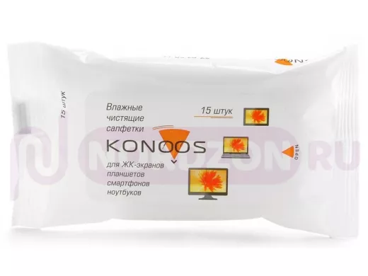 KSN-15 Чист. салф. Konoos для ЖК-экранов ноутбуков, смартфонов, КПК, покетпак 15 шт. KSN-15