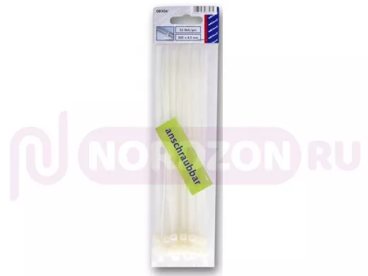 200х4,2мм кабельный хомут (стяжка) 25шт. Цвет: белый.