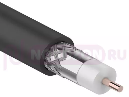 RG-11U (75 Ом), CCS/Al/Al 83 % кабель коаксиальный 75 Ом, (бухта 305 м) черный (OUTDOOR) REXANT