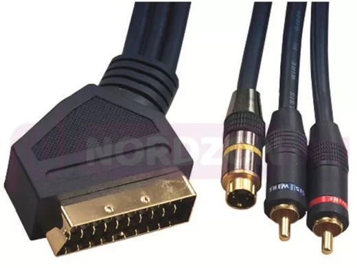 Шнур СКАРТ / 2 тюльпана + S-VHS Gold 2м (шт.) BW3005