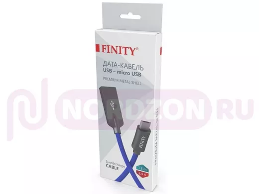 Кабель микро USB (AM/microBM)  1.2 м FINITY FUM-07 Premium Series, круглый, 2.4A,  цвет: синий