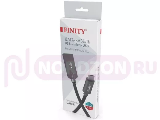 Кабель микро USB (AM/microBM)  1.2 м FINITY FUM-07 Premium Series, круглый, 2.4A,  цвет: черный