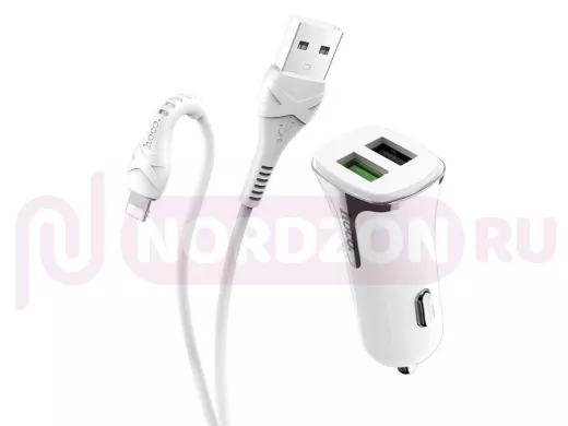 Зарядное устройство с USB  Hoco, Z31 Белый iOS Lightning (QC3.0,5V)