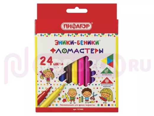 Фломастеры "BR-75470" "ЭНИКИ-БЕНИКИ", 24 цвета, вентилируемый колпачок