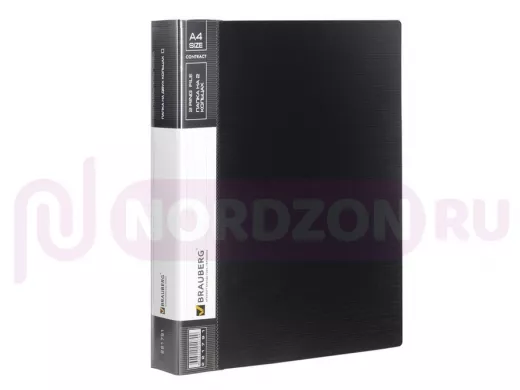 Папка на 2 кольцах "BR-76092" Contract, 35мм, черная, до 270 листов, 0,9мм