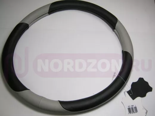 Оплетка на руль 40 см. L 9731 Grey кожа черная+серая кожа 