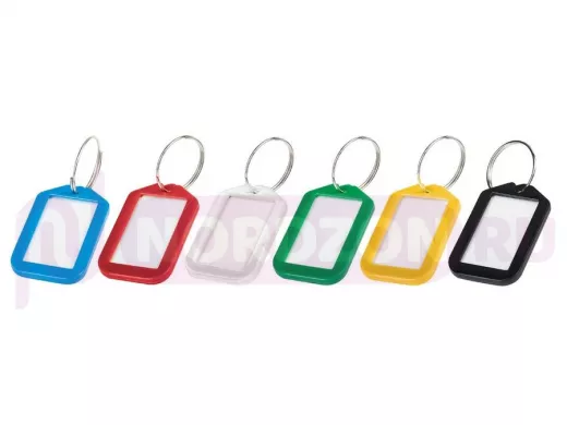 Брелоки для ключей КОМПЛЕКТ 12 ШТ, длина 50 мм, инфо-окно 35х20 мм, АССОРТИ 