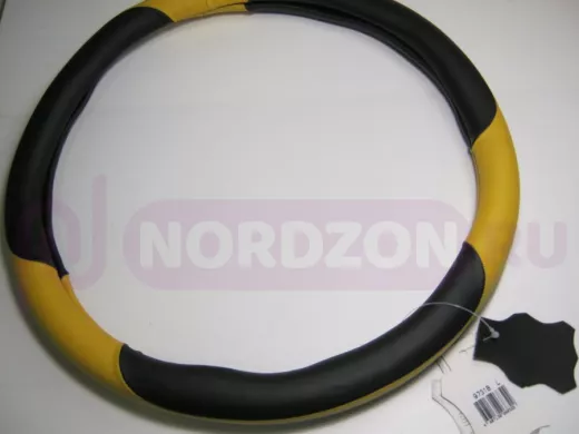 Оплетка на руль 40 см. L 9731B кожа черная+желтая кожа 