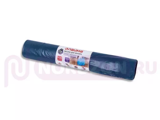 Мешки для мусора 120литров, синие, в рулоне 10шт, ПВД, 40мкм, 70х110см, особо прочные 