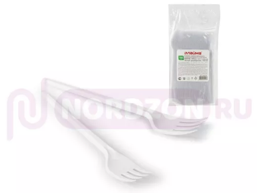 Одноразовые вилки 165мм, КОМПЛЕКТ 100шт., ЭТАЛОН, пластиковые 