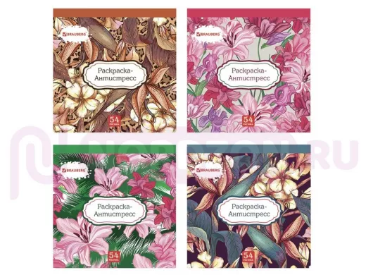 Раскраска-Антистресс 52 рисунка, 54 листа, 200*200  мм., 120 г/м 