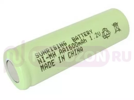 Аккумулятор AA 1600 mAh 1,2В  SUNRISING Ni-Mh 1.2 В AA 1600 мАч, плоский пллюс. контакт
