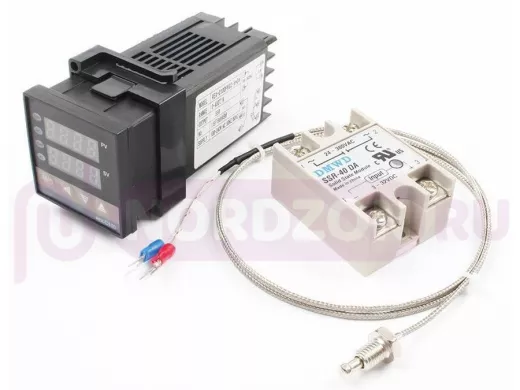 Термореле REX-C100 в комплекте с термопарой, SSR-40DA