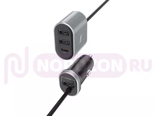 Автомобильный адаптер HOCO Z35 Серый (QC3.0,2400mA,5V) USB+TypeC