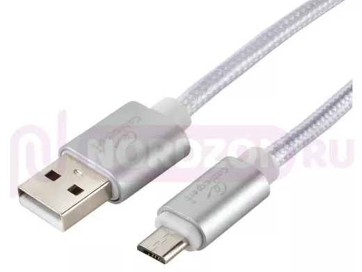 Кабель микро USB (AM/microBM)  1.0 м Cablexpert CC-U-mUSB02S-1M,USB 2.0,серия Ultra,серебристый