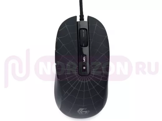 Мышь проводная GEMBIRD MG-560, игровая,USB, 7 кноп,паутина,подсветка 6 цветов, кабель ткань,3200 DPI