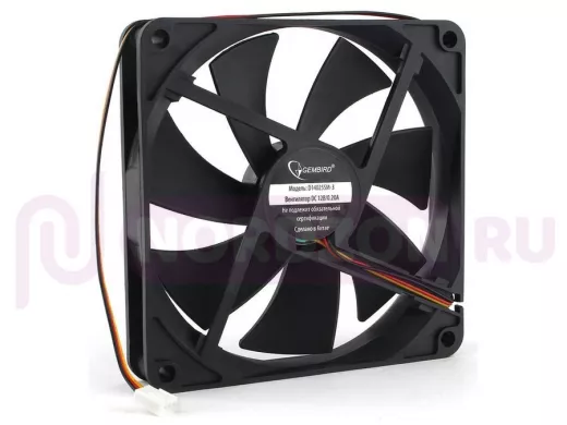 Вентилятор  +12В;  140х140х25мм;   Gembird, втулка, 3 pin, провод 40 см