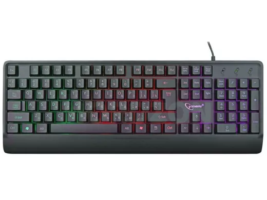 Клавиатура проводная Gembird KB-220L, USB,черный,104 клавиши,подсветка Rainbow,кабель 1.5м