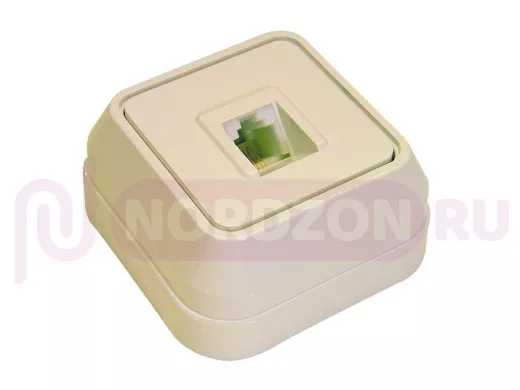 Розетка телефонная TF, кремовая, накладная, серии MAKEL