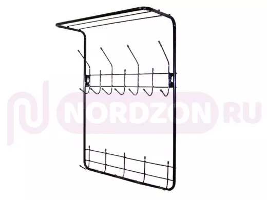 "PREMIUM" ЧЁРНАЯ вешалка настенная 7+5 крючков и полка для шапок